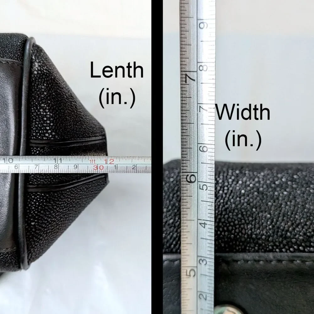 Vintage Stingray Leather Purse Handbag Satchel Black Exotic Genuine Shagreen